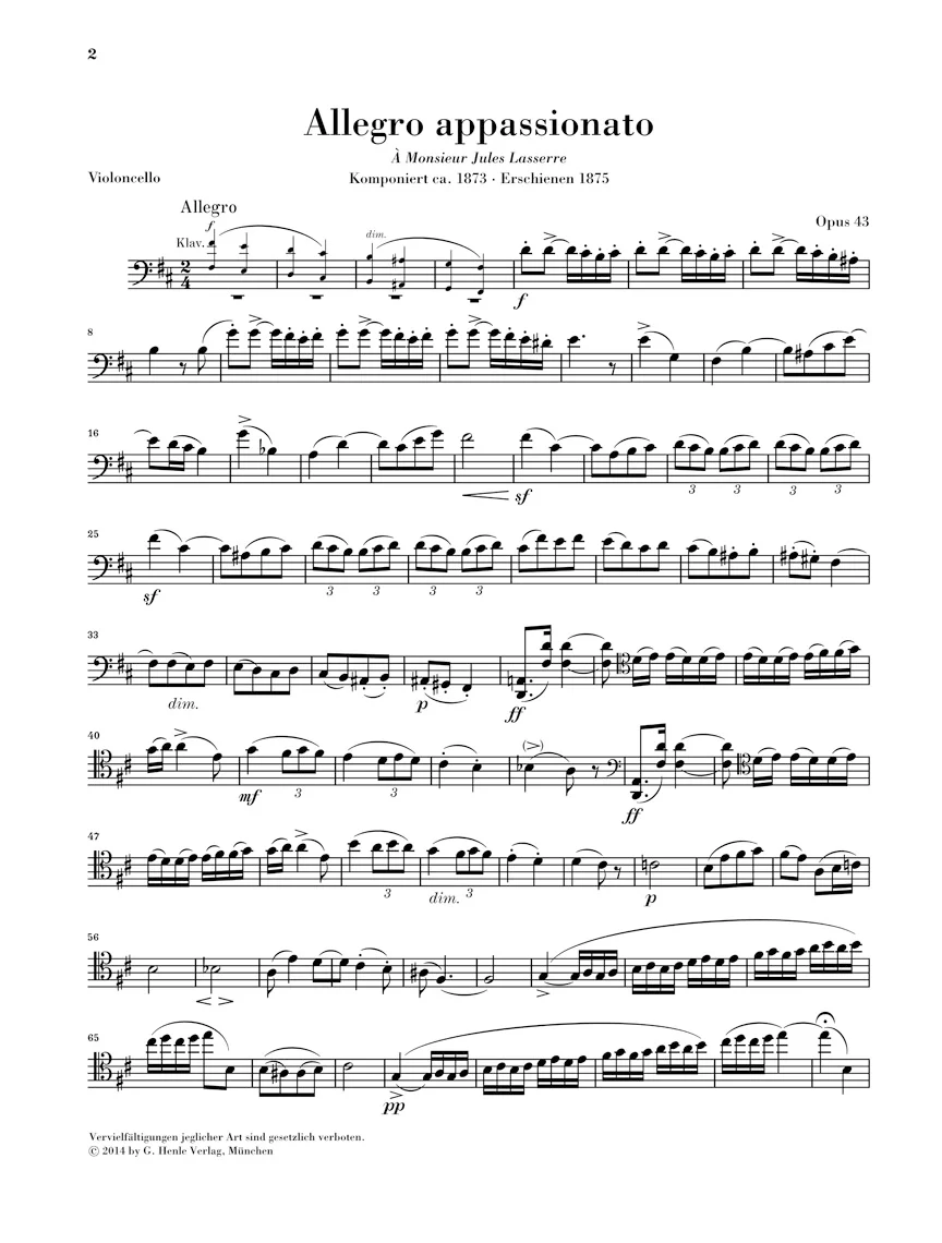 Saint-Saëns: Allegro appassionato, Op. 43 for Cello and Piano - Image 3