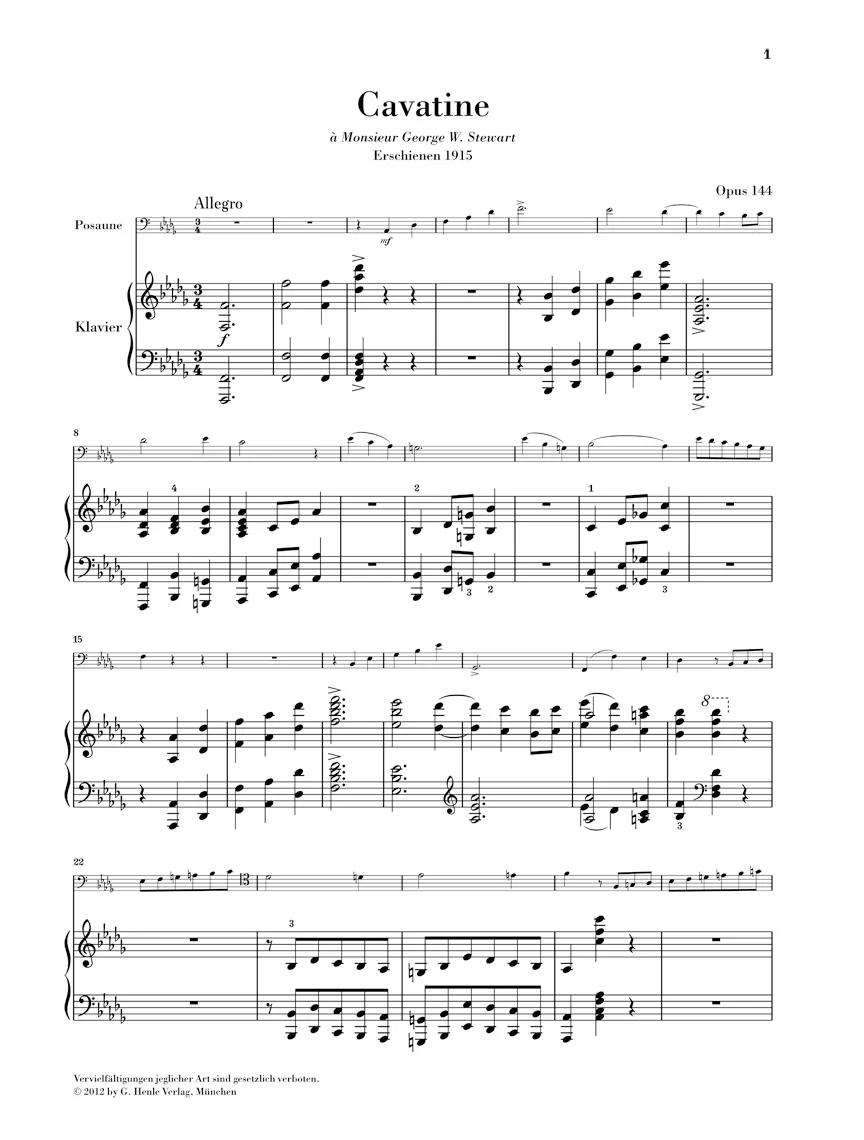 Saint-Saëns: Cavatine for Trombone and Piano, Op. 144 - Image 2
