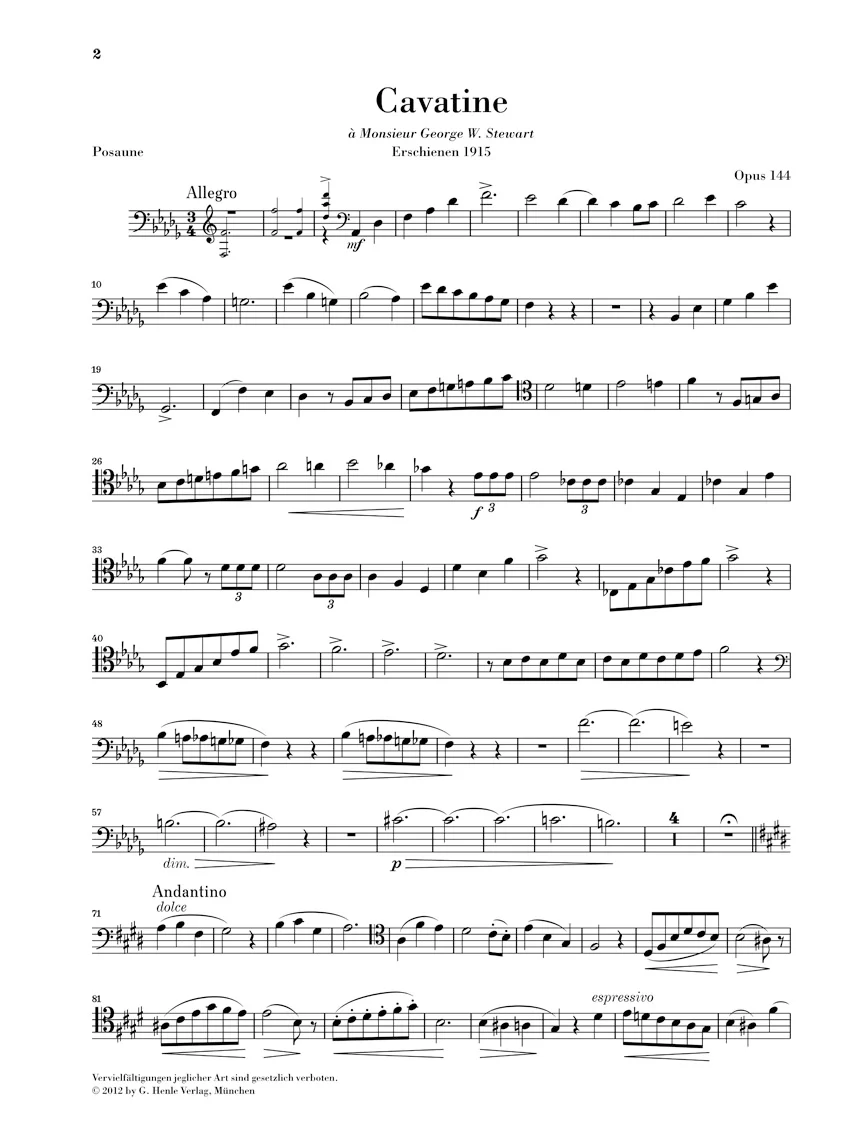 Saint-Saëns: Cavatine for Trombone and Piano, Op. 144 - Image 3