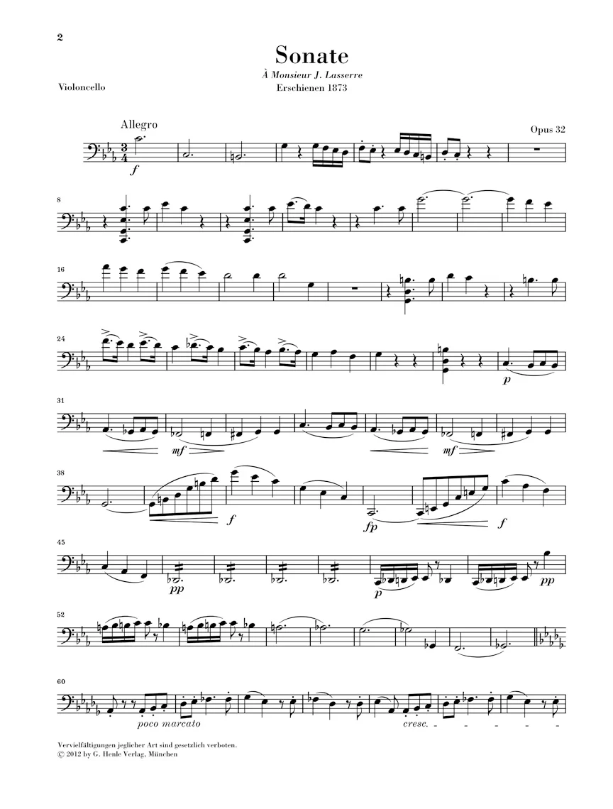 Saint-Saëns: Sonata No. 1 in c minor, Op. 32 for Cello and Piano - Image 3