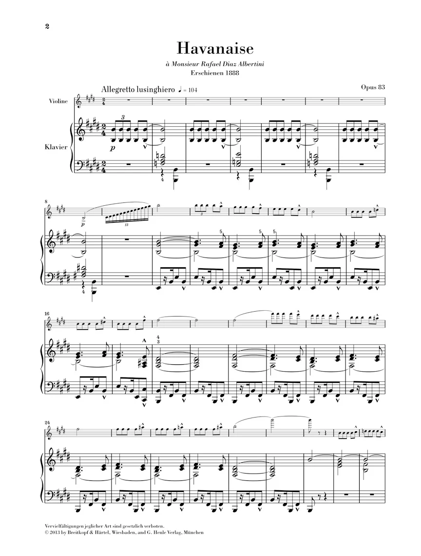 Saint-Saëns: Havanaise, Op. 83 for Violin and Piano - Image 2