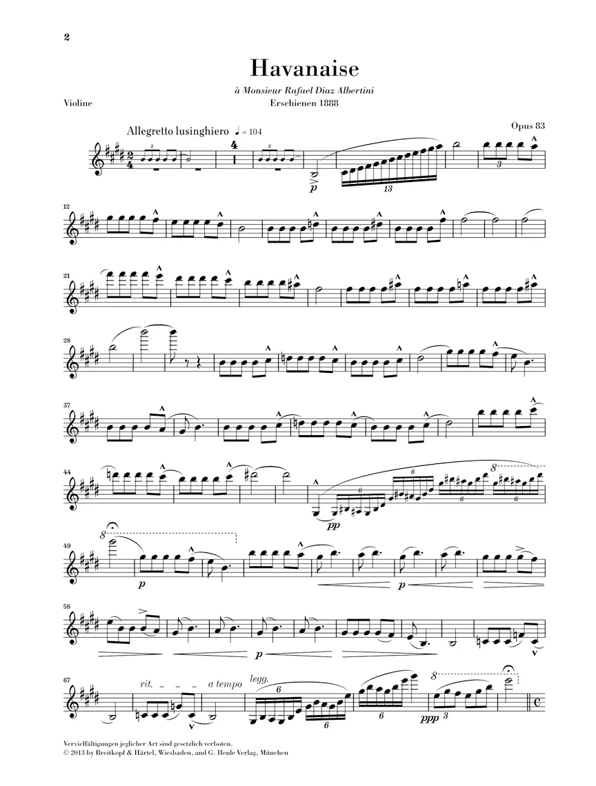Saint-Saëns: Havanaise, Op. 83 for Violin and Piano - Image 3