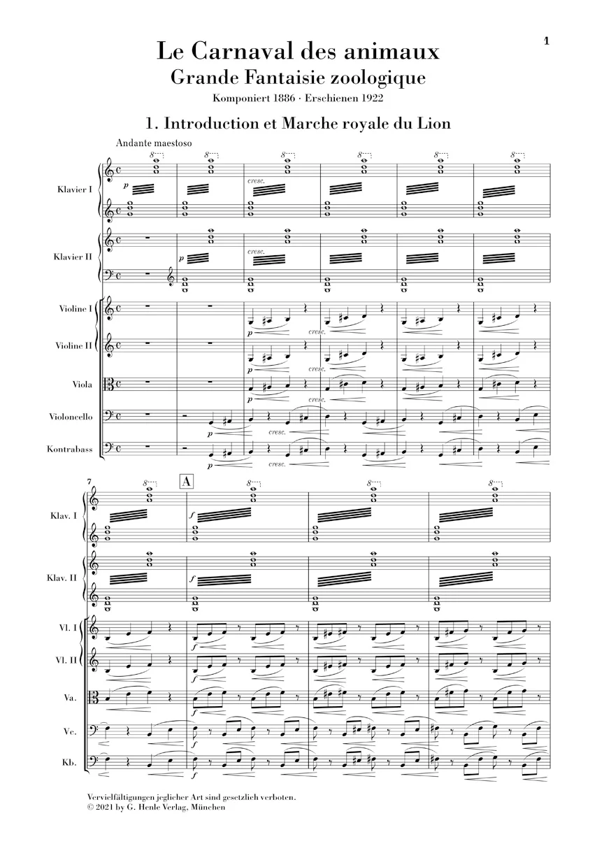 Saint-Saëns: Le Carnaval des animaux for Chamber Ensemble SE (Study Score) - Image 2