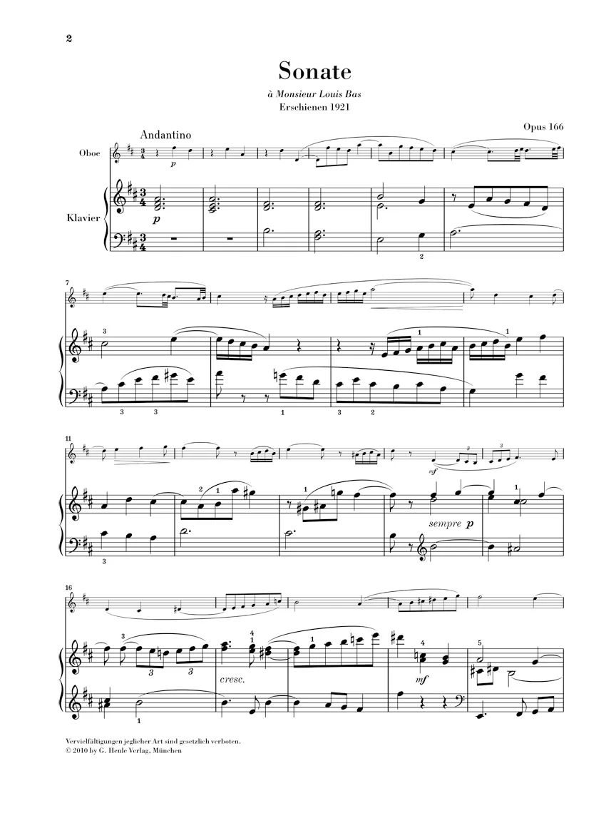 Saint-Saëns: Oboe Sonata, Op. 166 - Image 2