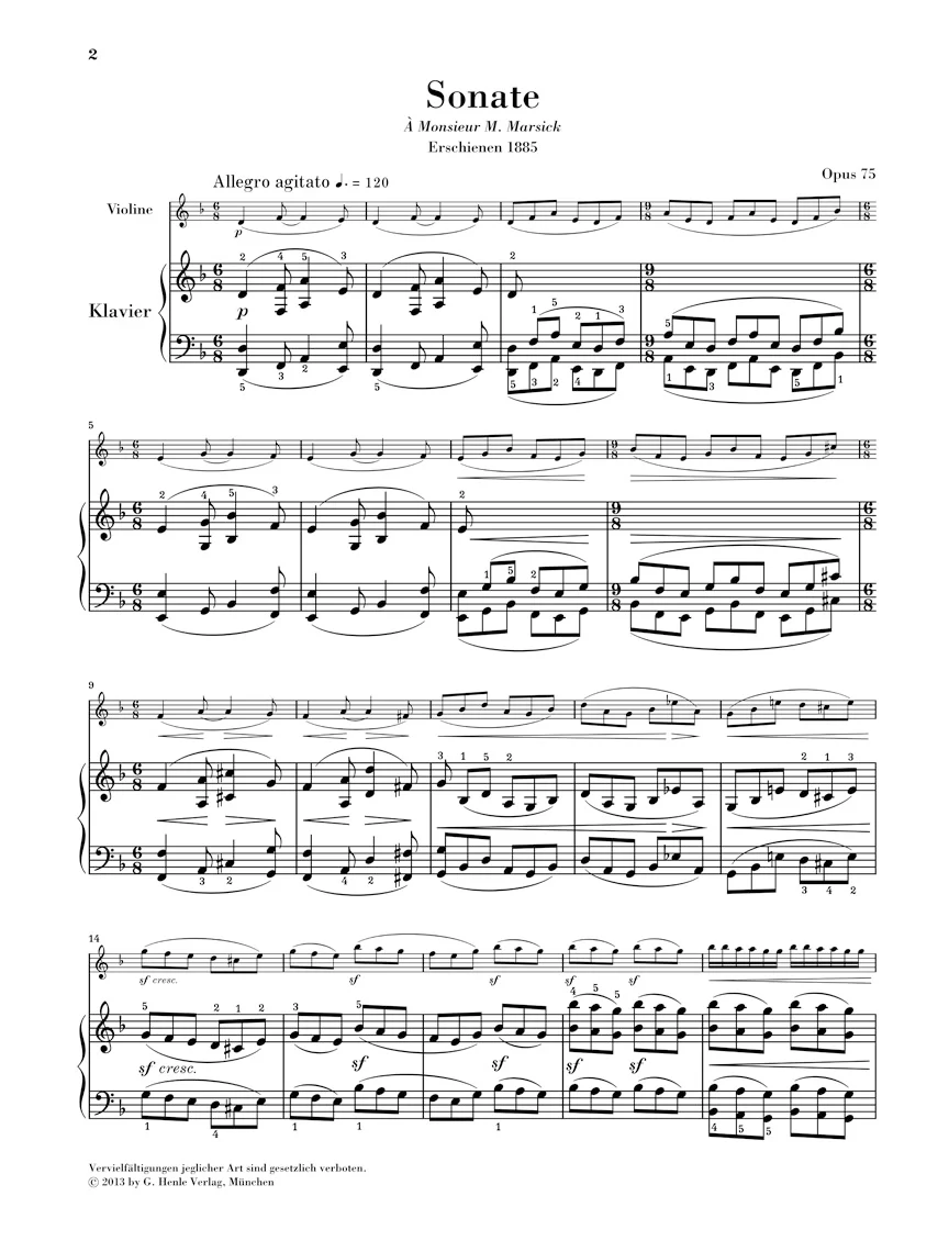 Saint-Saëns: Sonata No. 1 in d minor, Op. 75 for Piano and Violin - Image 2