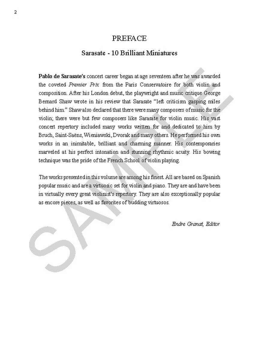 Sarasate 10 Brilliant Miniatures for Violin and Piano - Image 3