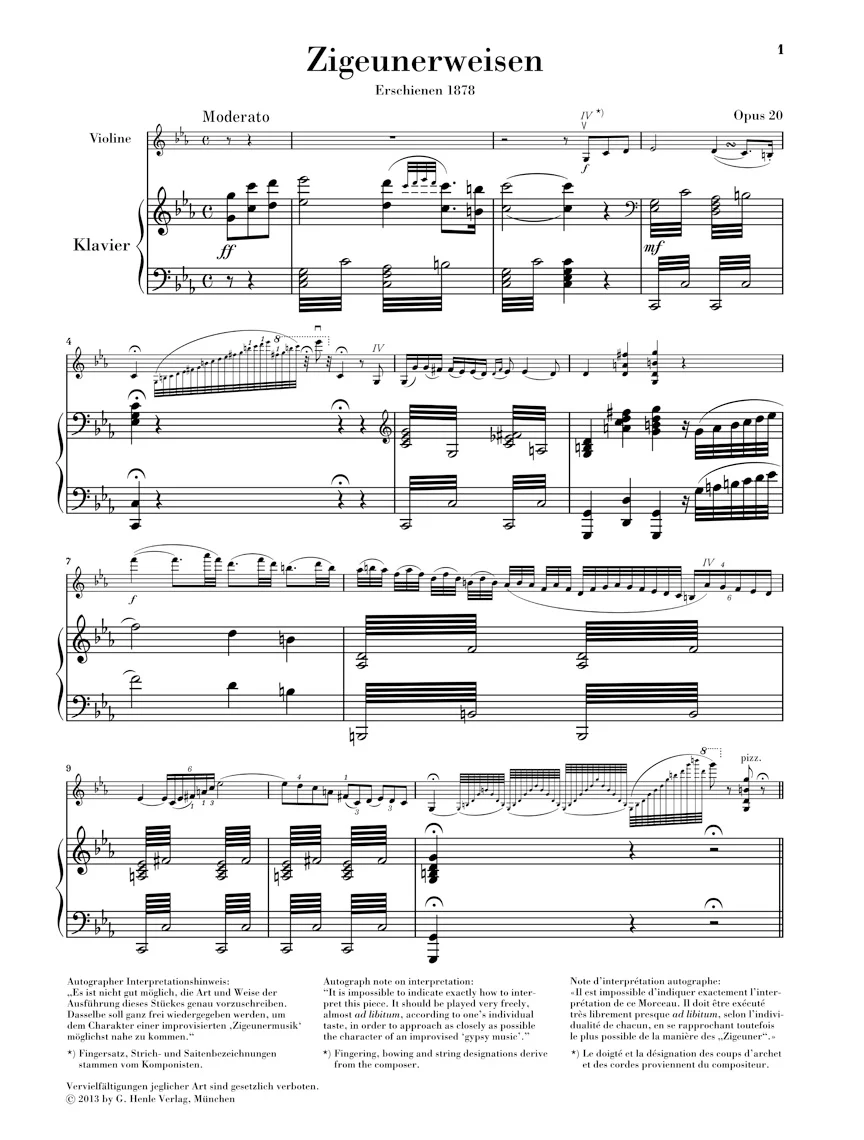 Sarasate: Gypsy Airs, Op. 20 for Violin and Piano - Image 2