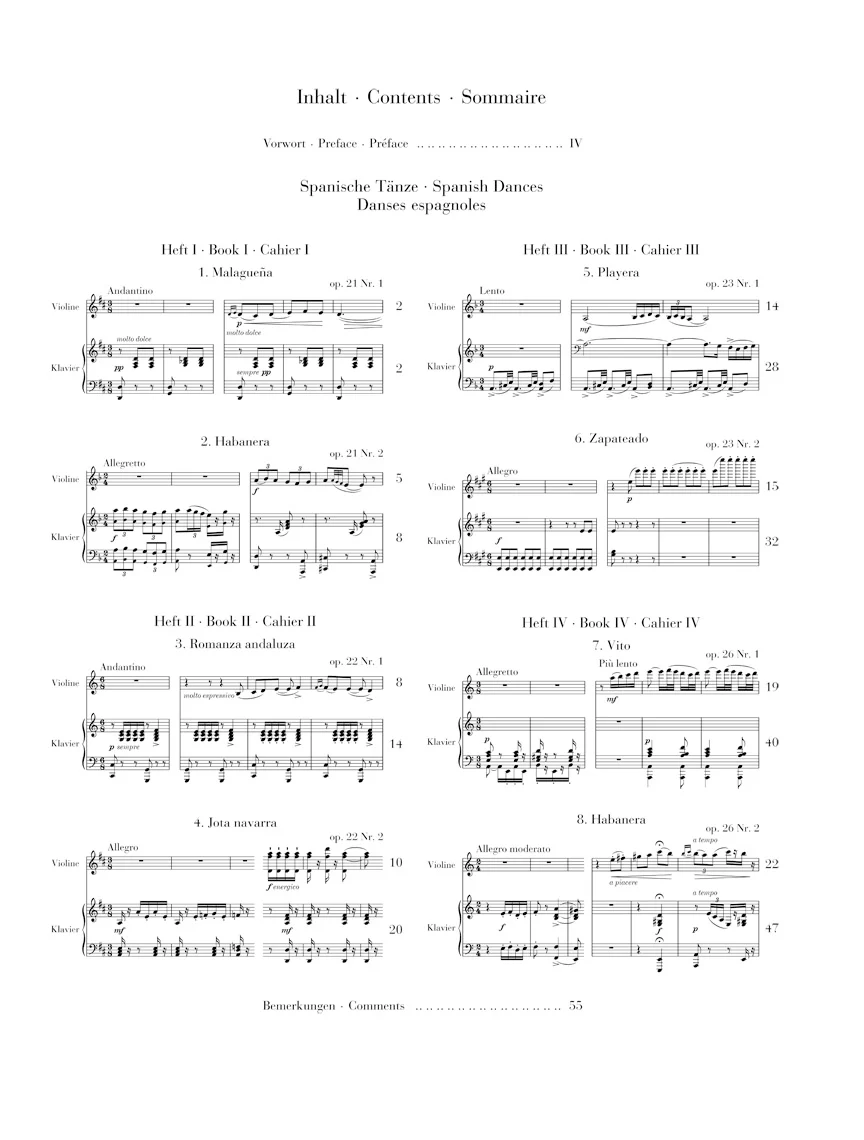 Sarasate: Spanish Dances for Violin and Piano (Score and Parts) - Image 2
