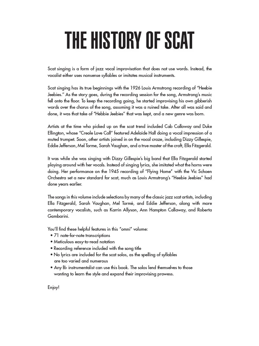 Scat Omnibook - for Vocalists and B-Flat Instruments - Image 2