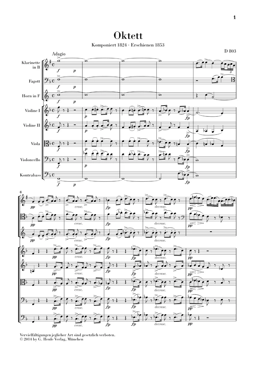 Schubert: Octet in F major D 803 (Study Score) - Image 2