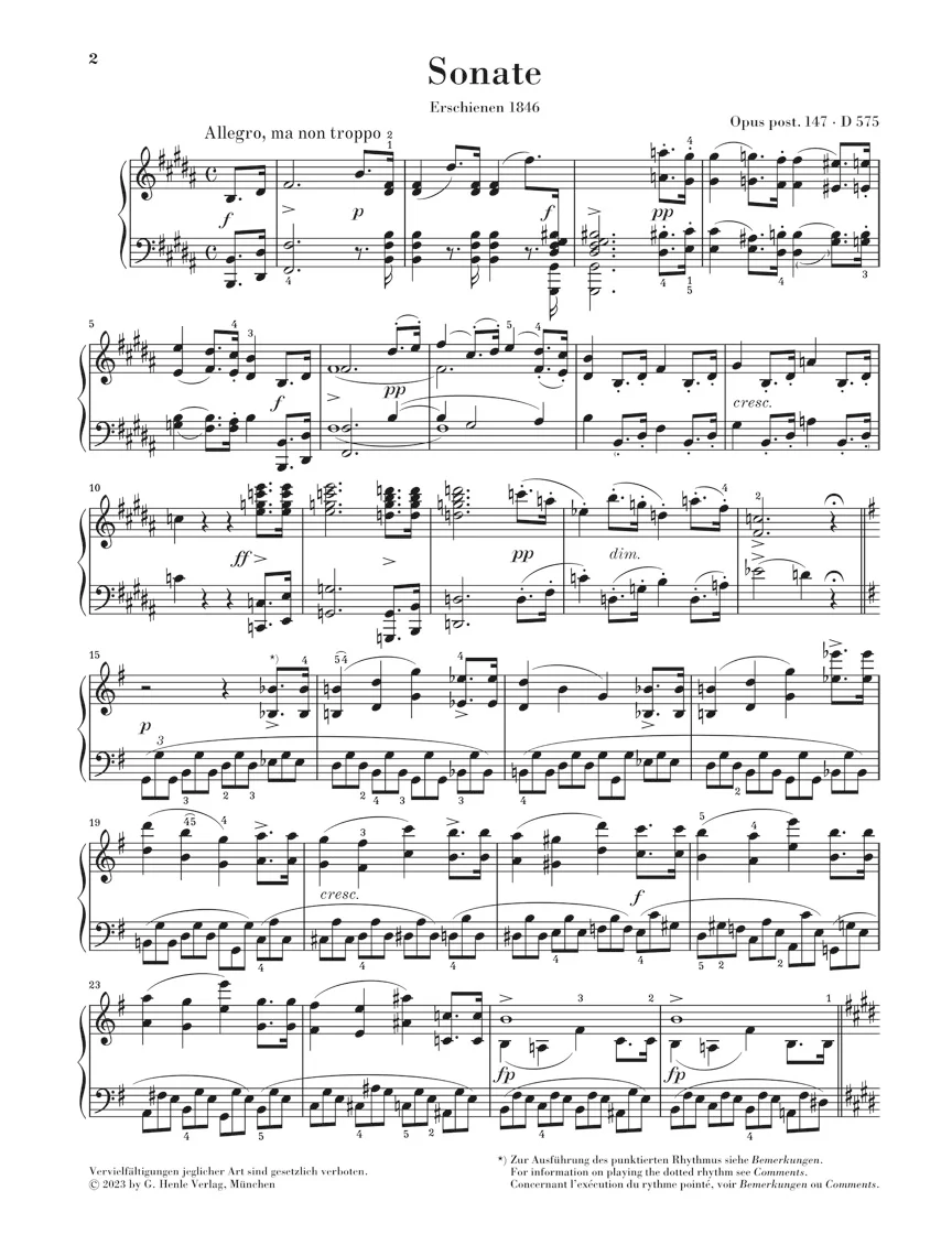 Schubert: Piano Sonata B major, Op. post. 147 D 575 - Image 2