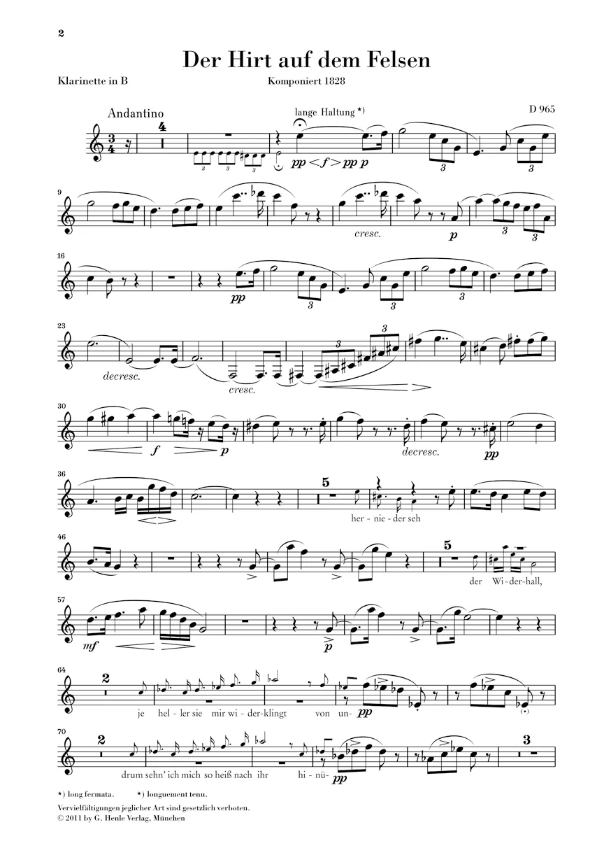 Schubert: The Shepherd on the Rock D. 965 (Score and Parts) - Image 3
