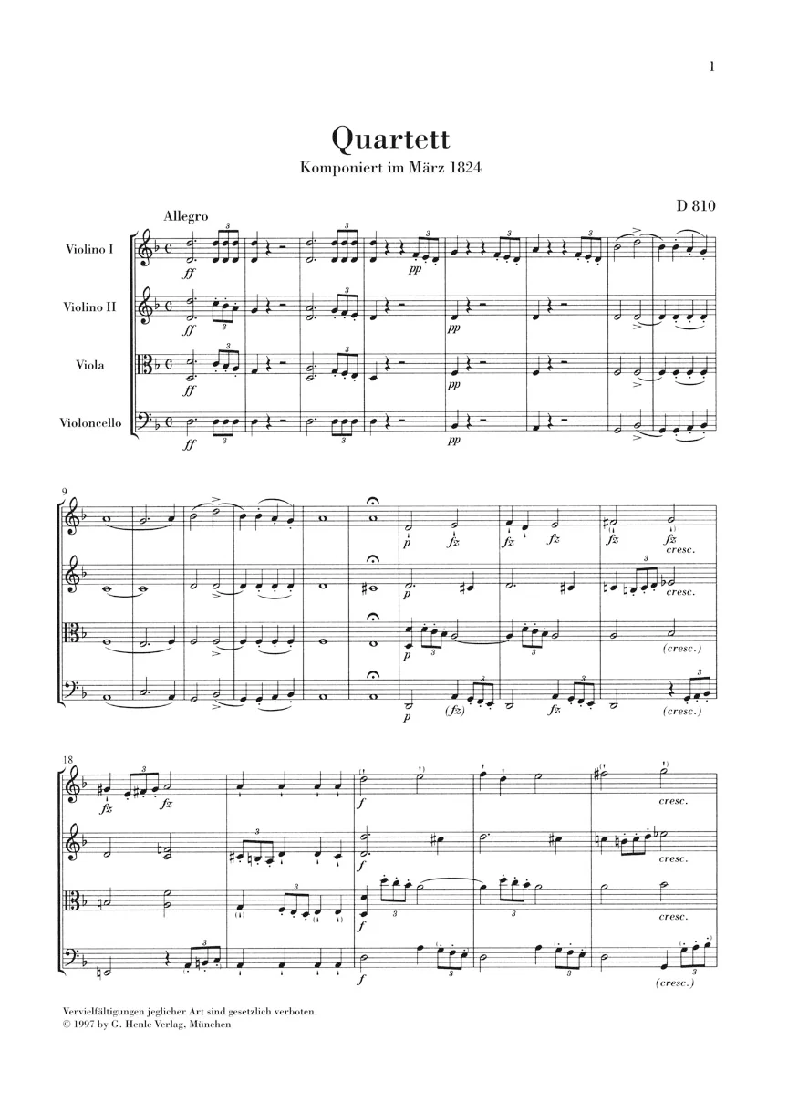 Schubert: String Quartet "The Death and the Maiden" d minor D 810 (Study Score) - Image 2