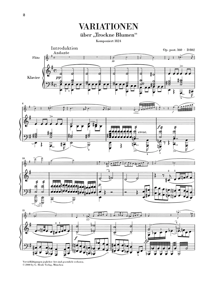 Schubert: Variations on "Trockne Blumen" for Piano and Flute D 802 - Image 2