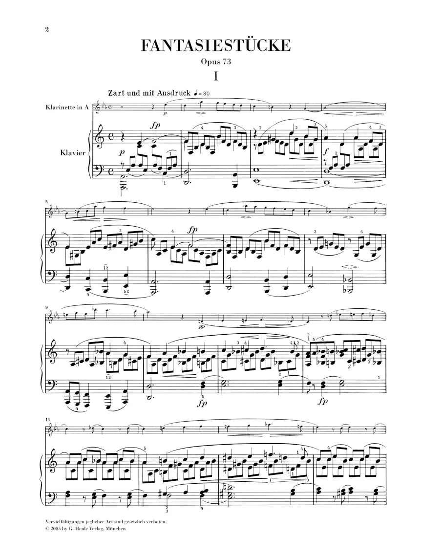 Schumann: Fantasy Pieces, Op.73 for Piano and Clarinet - Image 2