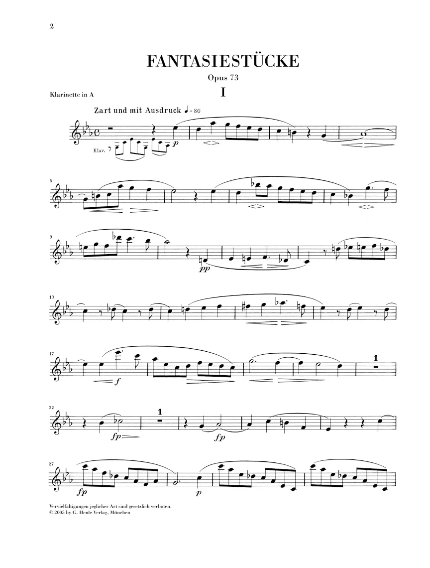 Schumann: Fantasy Pieces, Op.73 for Piano and Clarinet - Image 3