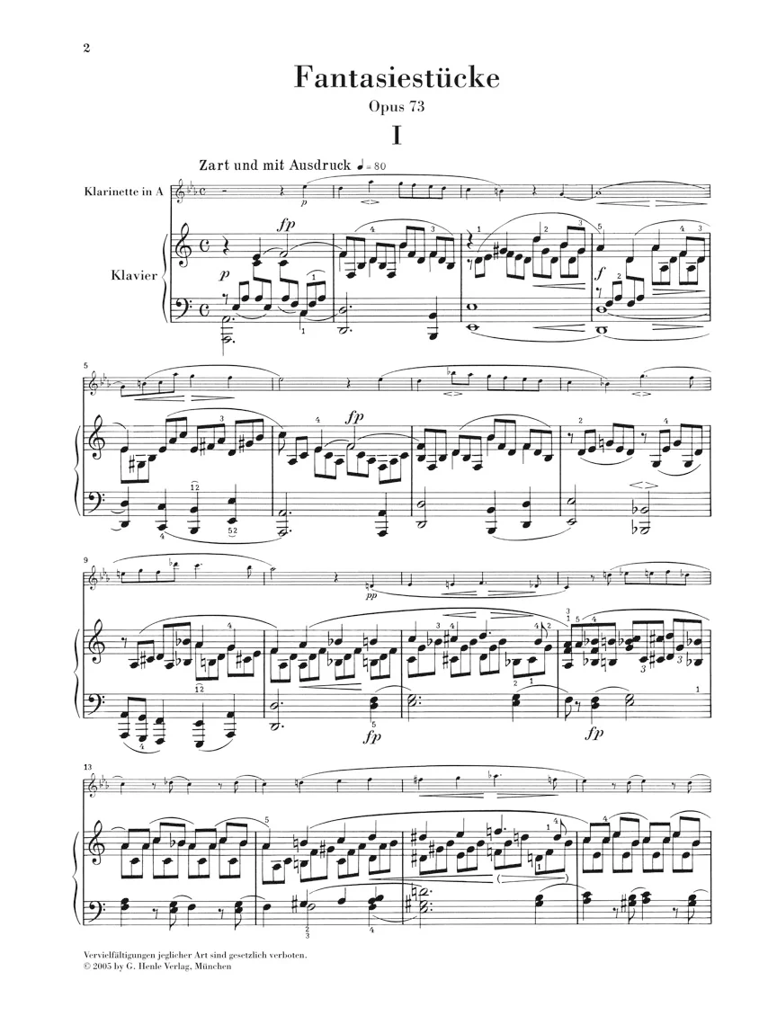 Schumann: Fantasy Pieces, Op. 73 for Piano and Clarinet - Version for Violin - Image 2