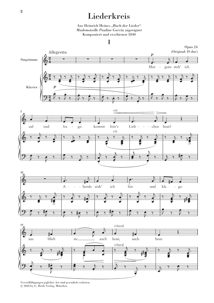 Schumann: Song Cycle, Op. 24 on Poems by Heine - Low Voice - Image 2