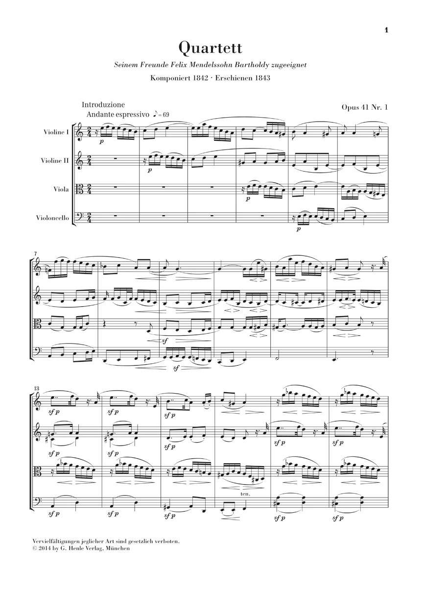 Schumann: String Quartets, Op. 41 1-3 (Study Score) - Image 2