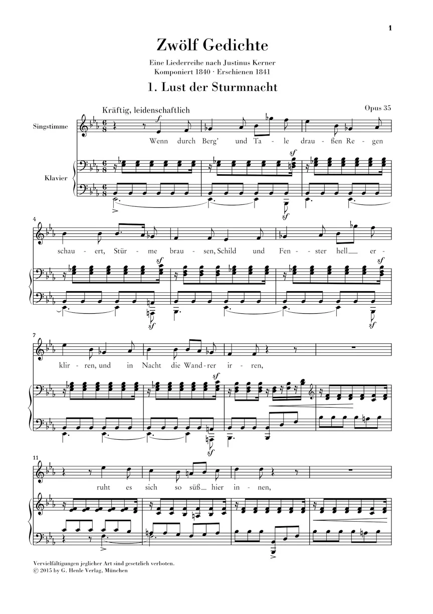 Schumann: Twelve Poems, Op. 35, Set of Songs on Texts by Kerner - Medium Voice - Image 2