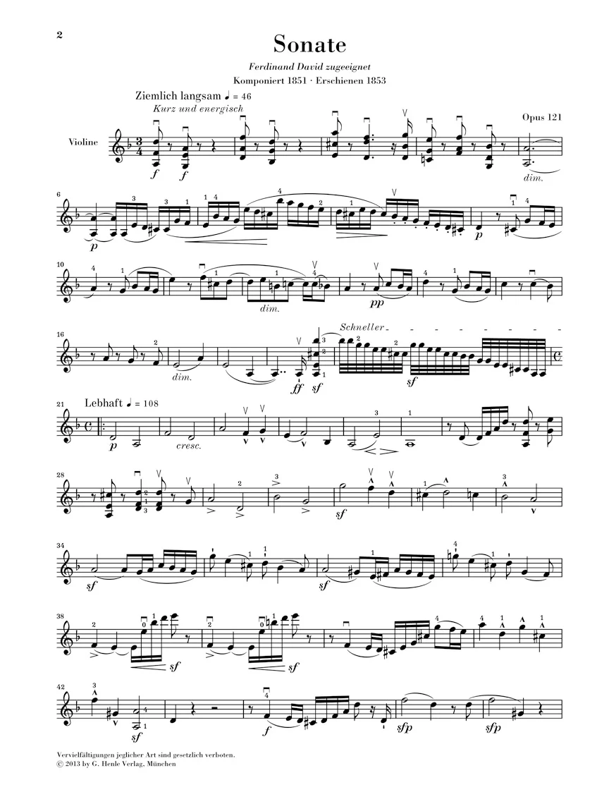 Schumann: Sonata No. 2 in d minor, Op. 121 for Violin and Piano - Image 4