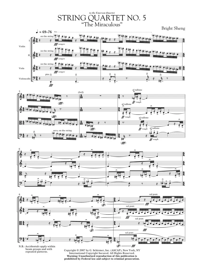 String Quartet No. 5 The Miraculous - Score and Parts - Image 4