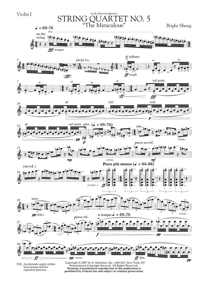 String Quartet No. 5 The Miraculous - Score and Parts - Image 6