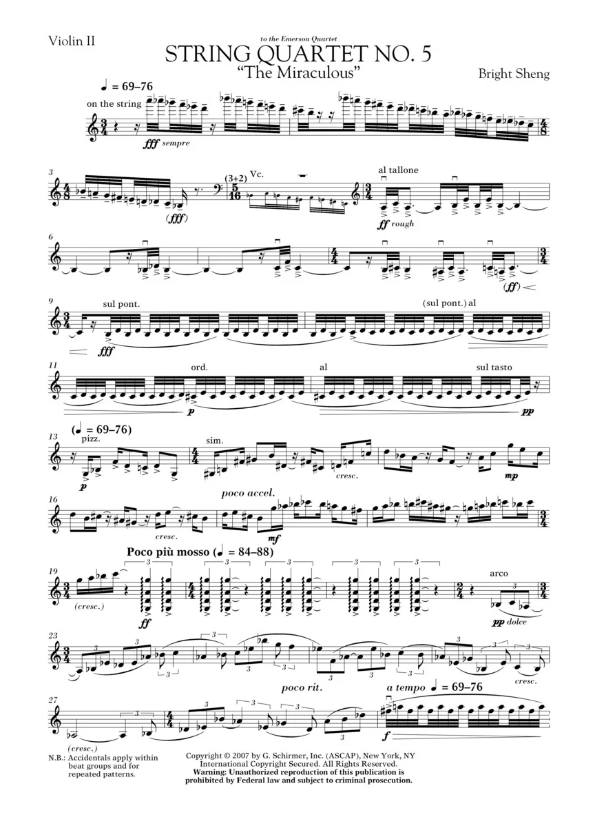 String Quartet No. 5 The Miraculous - Score and Parts - Image 8