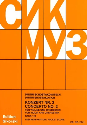 Shostakovich Concerto No. 2 for Violin and Orchestra, Op. 129 (Study Score)