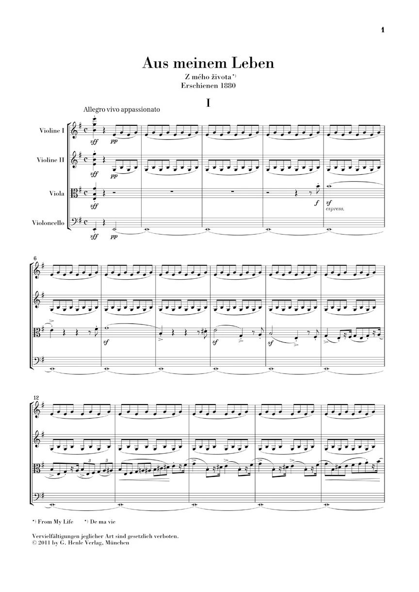 Smetana: String Quartet No. 1 in e minor (Study Score) - Image 2