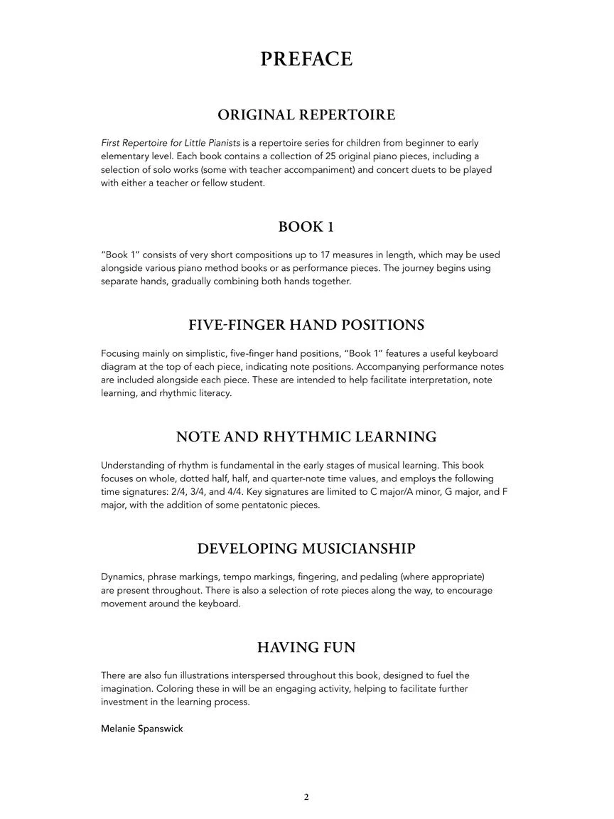 Spanswick Book 1 First Repertoire for Little Pianists - Image 2