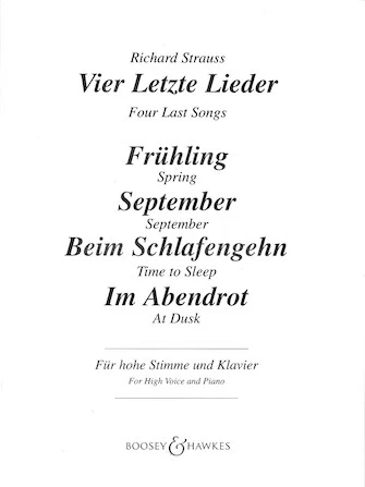 Strauss Vier Lezte Lieder (Four Last Songs) High Voice