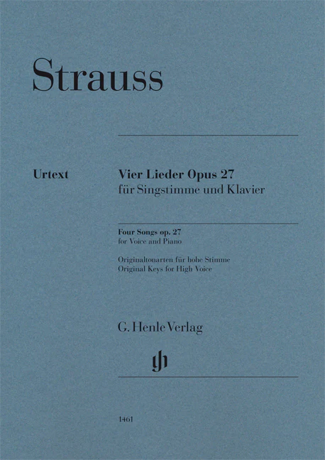 R. Strauss: Four Songs, Op. 27 for Voice and Piano - High Voice