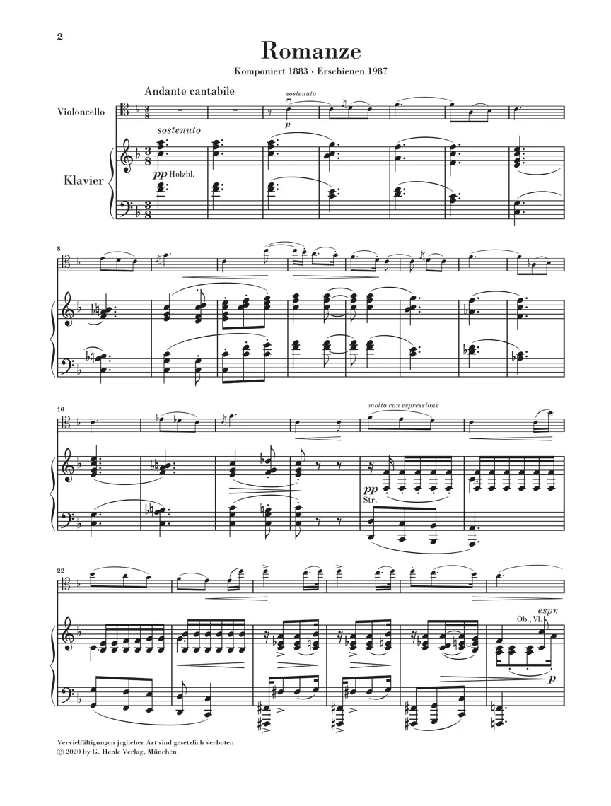 R. Strauss: Romance in F major for Cello and Orchestra (Piano Reduction) - Image 2