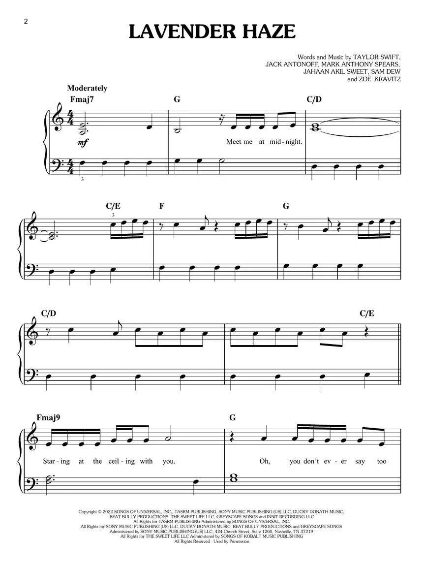 Swift Midnights (Easy Piano) - Image 3