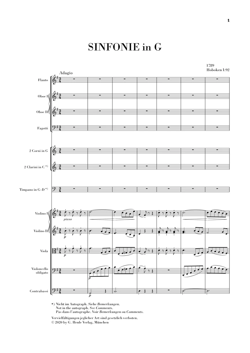 Haydn: Symphony in G major Hob. I:92 (Oxford) (Study Score) - Image 2