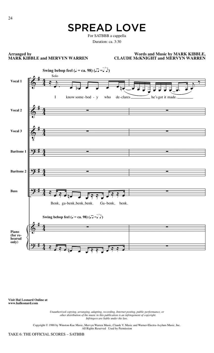 Take 6: The Official Scores SATBBB a cappella - Image 3