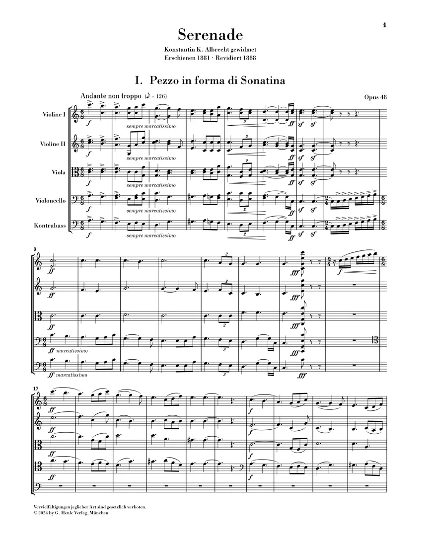 Tschaikowsky: Serenade C major, Op. 48 for String Orchestra (Score) - Image 2