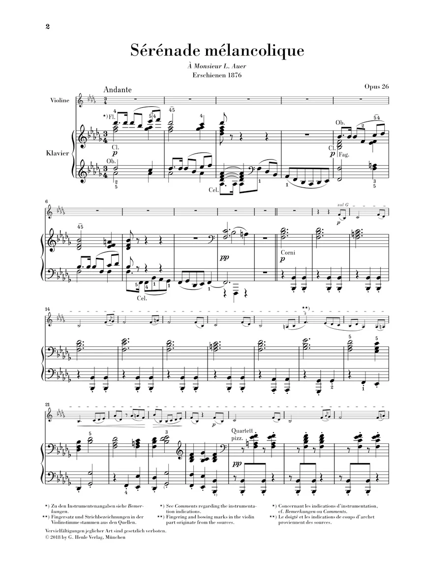 Tchaikovsky: Sérénade mélancolique, Op.26 (Score and Parts) - Image 2