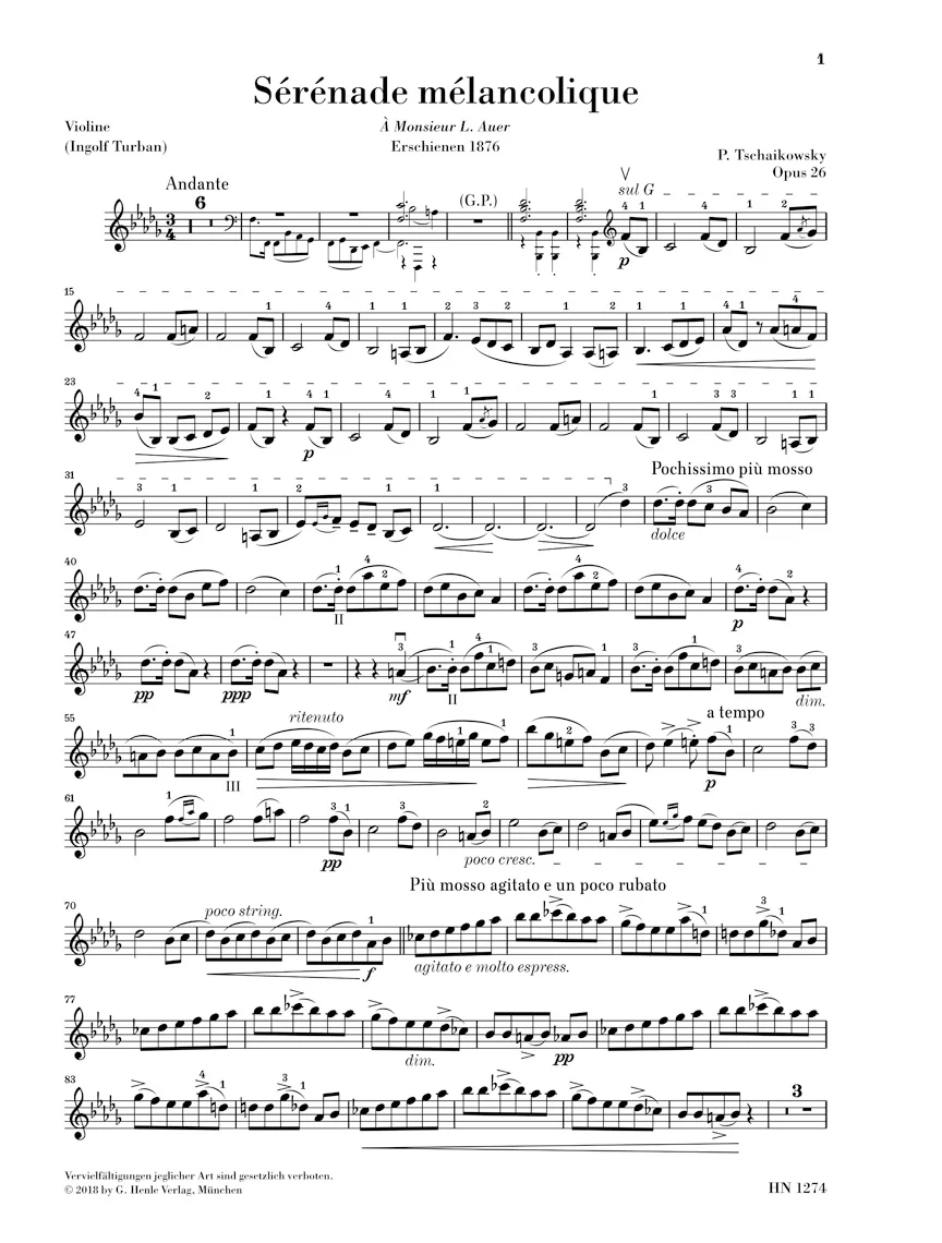 Tchaikovsky: Sérénade mélancolique, Op.26 (Score and Parts) - Image 6
