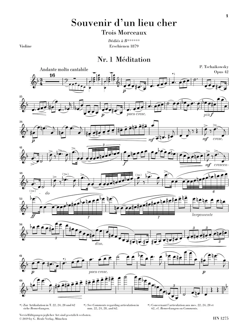 Tchaikovsky: Souvenir d'un lieu cher, Op. 42 for Violin and Piano (Score and Parts) - Image 6