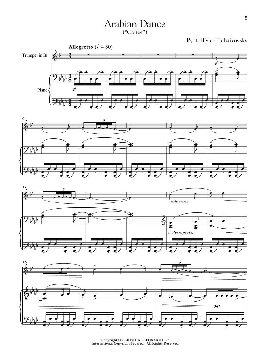 Tchaikovsky The Nutcracker for Classical Players Trumpet and Piano - Image 3