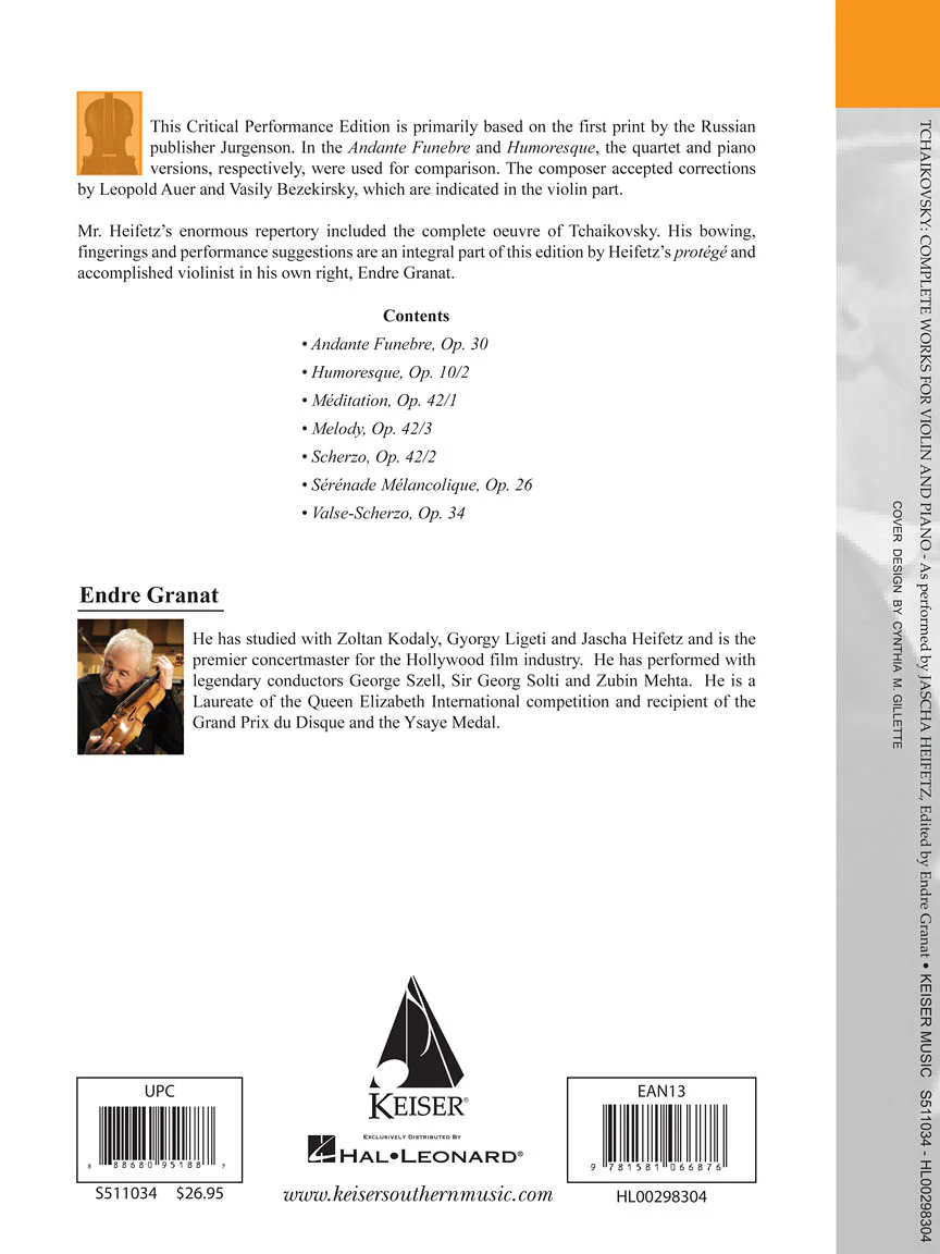Tchaikovsky - Complete Works for Violin and Piano (Heifetz Critical Edition) - Image 6
