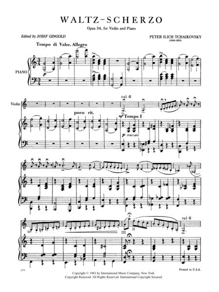 Tchaikovsky Waltz-Scherzo, Opus 34 for Violin - Image 2