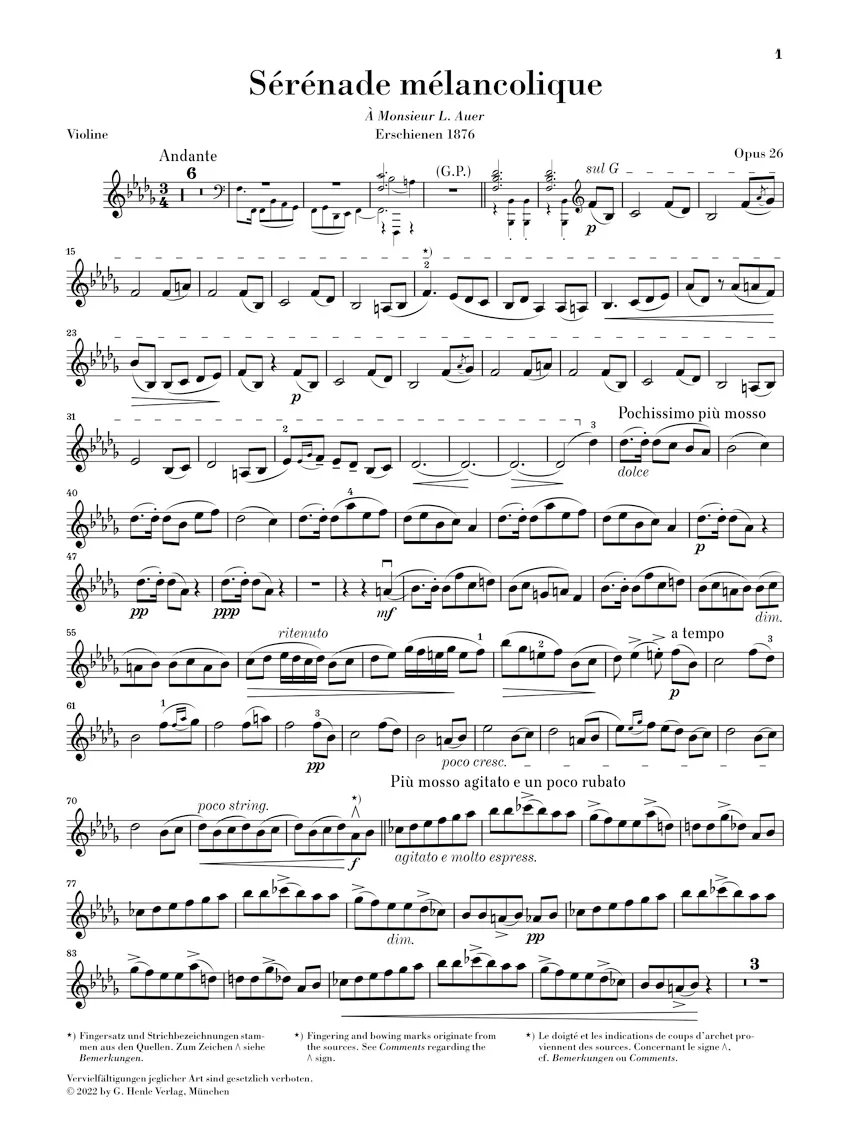 Tchaikovsky: Works for Violin and Piano (Score and Parts) - Image 3