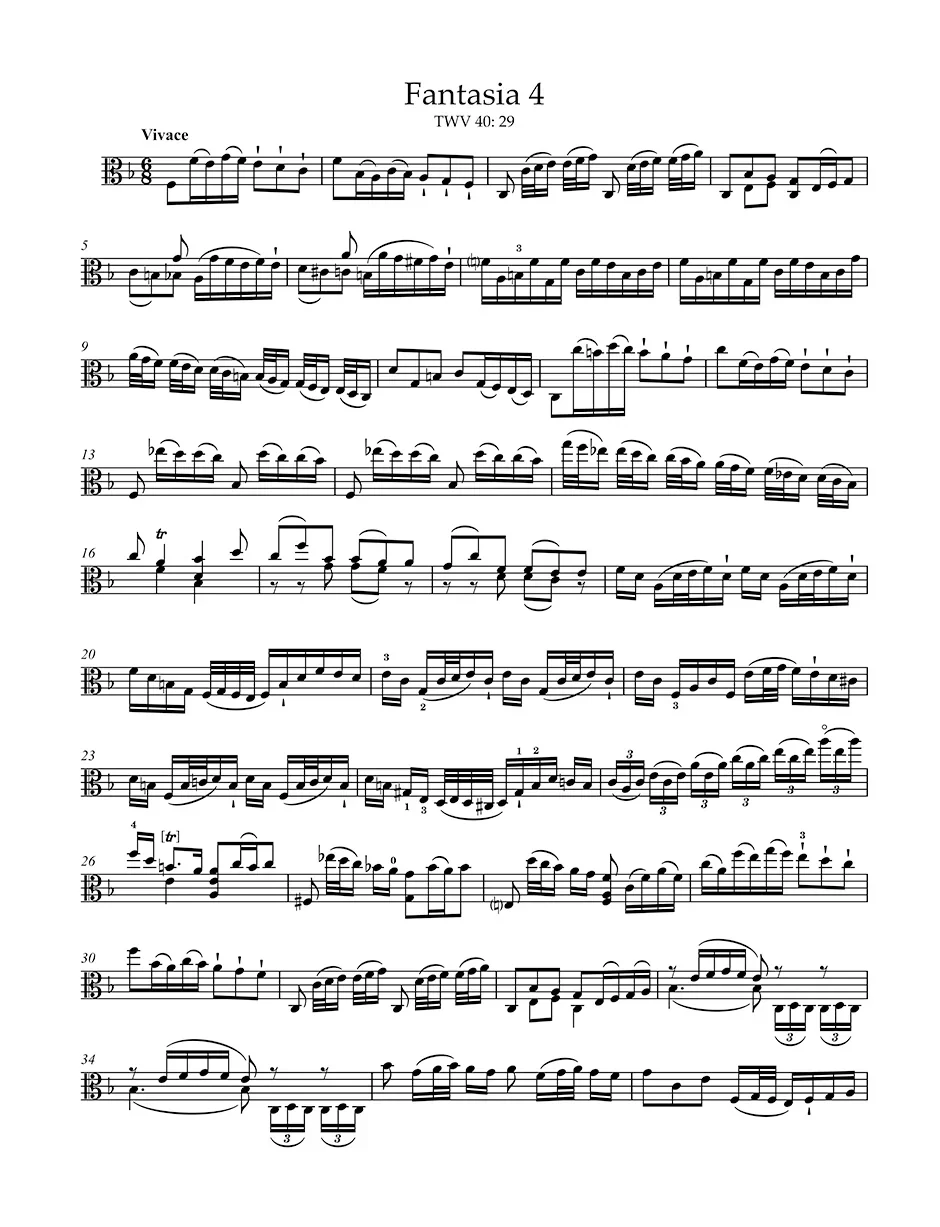 Telemann: Twelve Fantasias, TWV 40: 26–37 (arr. for Viola) - Image 2