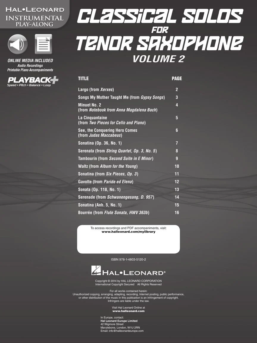 Classical Solos for Tenor Saxophone, Vol. 2 - 15 Easy Solos for Contest and Performance - Image 2