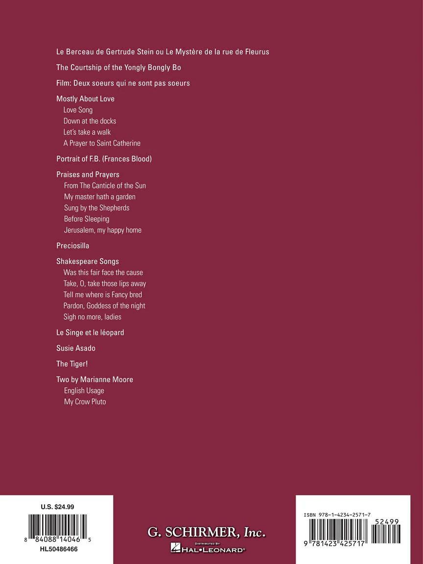 Thomson, Virgil - Collected Songs: 24 Songs for High Voice and Piano - Image 2