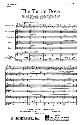 Vaughan Williams The Turtle Dove  SATB