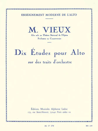Vieux Dix Etudes pour Alto